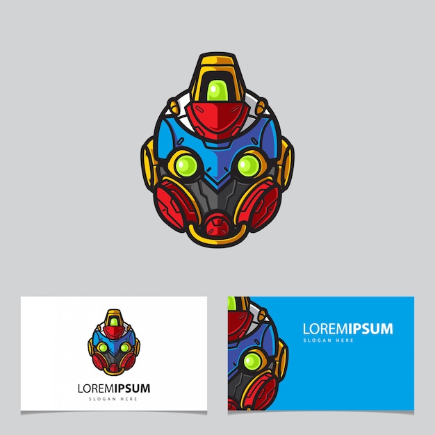 Simple Robot Mascot Logo Name Card Template