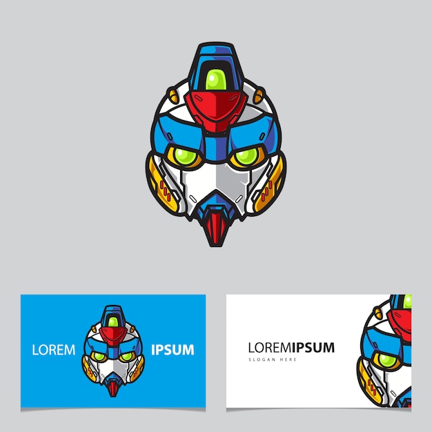 Simple Robot Mascot Logo Name Card Template
