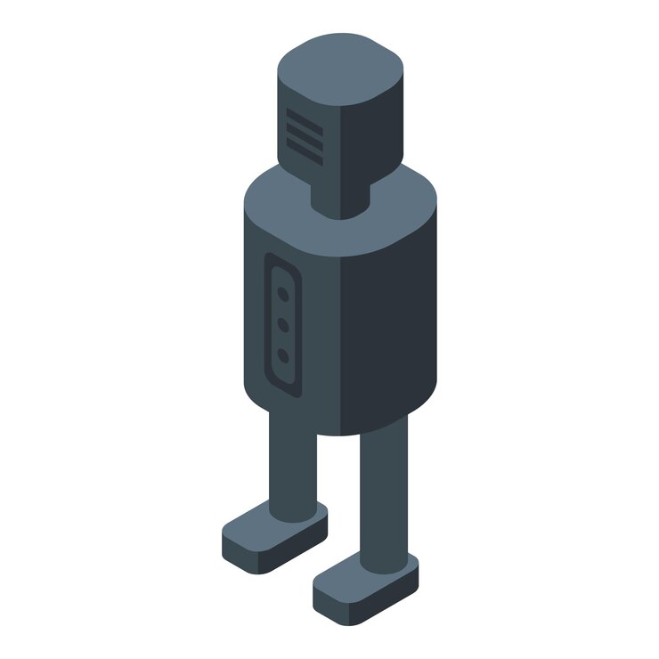 Vector simple robot standing isometric character design