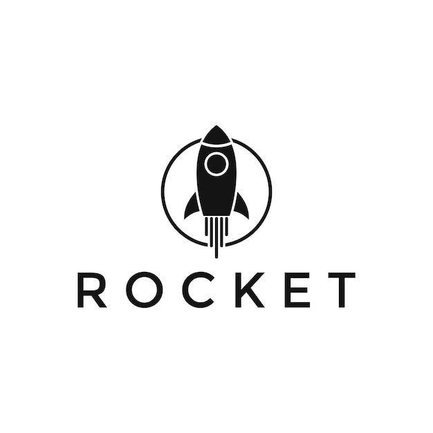 Simple Rocket Launch Spaceship Logo Design