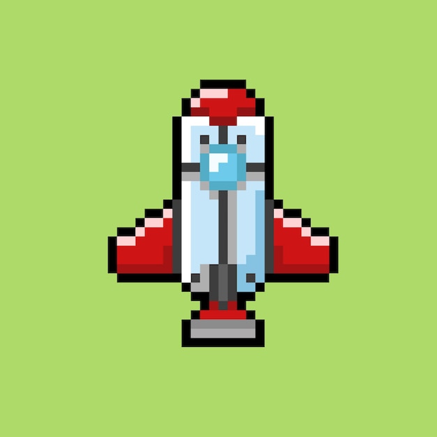 simple rocket with pixel art style