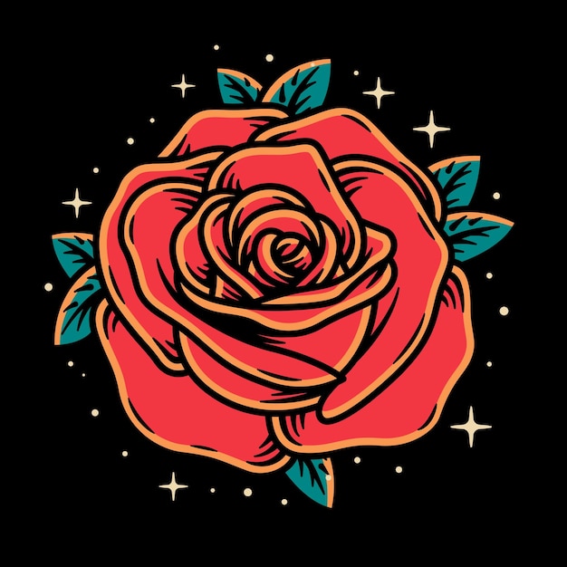 Simple Rose Vector Art Illustration on Isolated Background