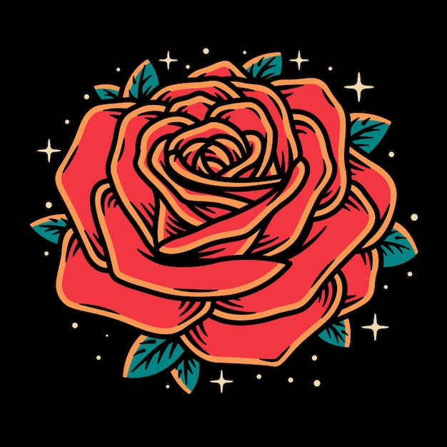 Simple Rose Vector Art Illustration on Isolated Background