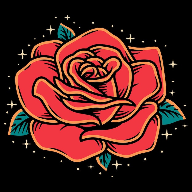 Simple Rose Vector Art Illustration on Isolated Background