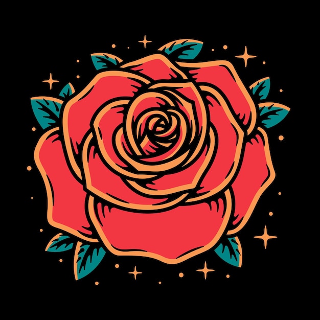 Simple Rose Vector Art Illustration on Isolated Background