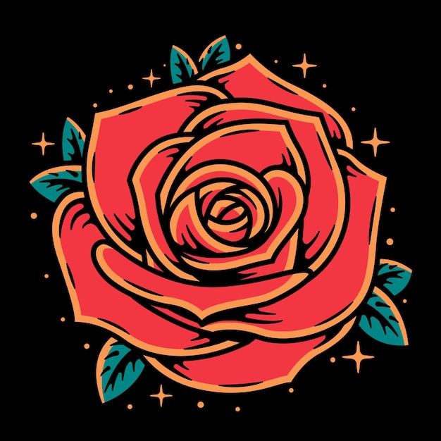 Simple Rose Vector Art Illustration on Isolated Background