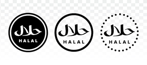 Simple rounded circle halal logo icon minimalist halal muslim food logo isolated transparent