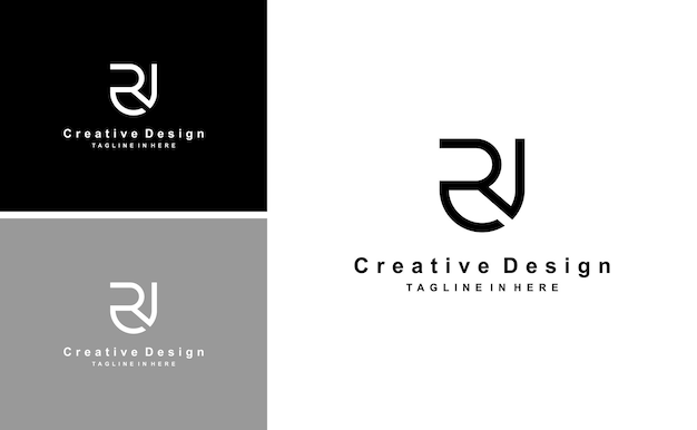 simple RU UR letter logo design monogram idea template vector