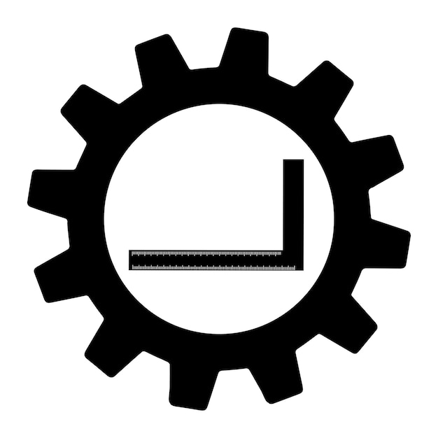 Simple ruler tool in gear flat icon illustration