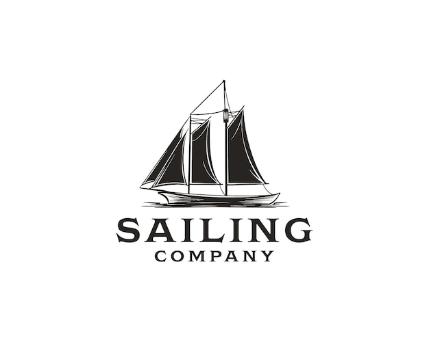 Simple Sailing Yacht Silhouette Logo design inspiration