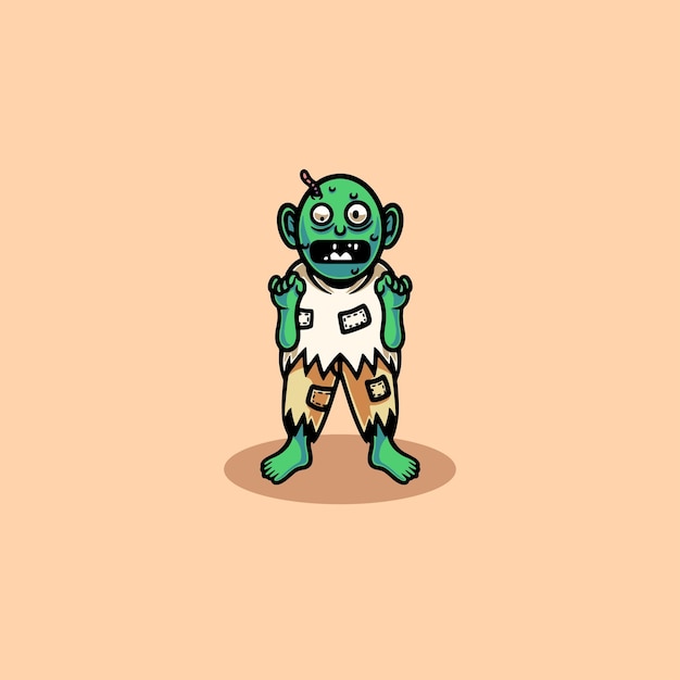 Simple scary zombie design cartoon illustration