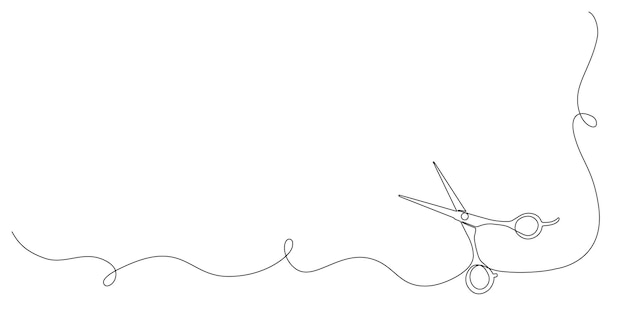 a simple scissor pattern as one continuous line for a modern hair salon or barbershop symbol