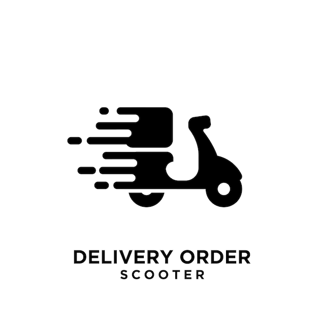 Simple scooter delivery courier black logo icon design