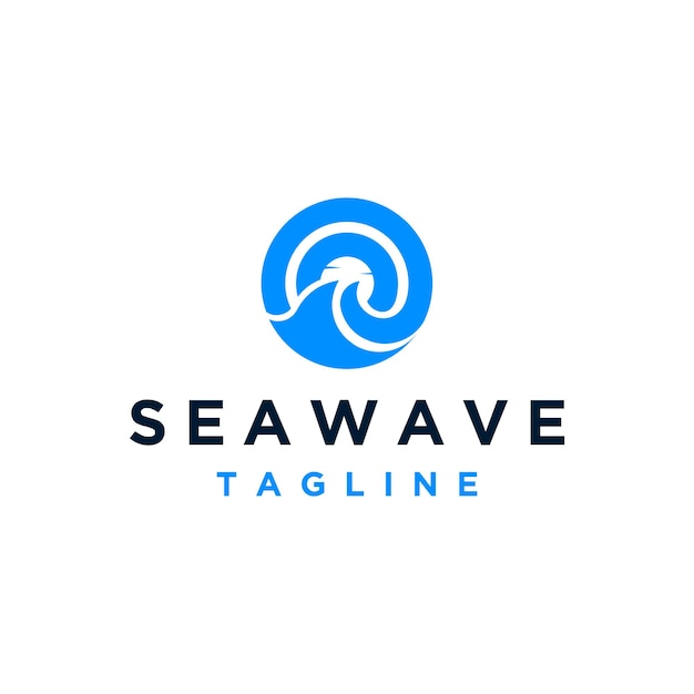 Simple sea wave logo design template