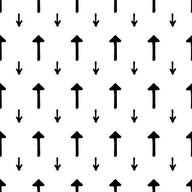 シンプルなシームレスな矢印パターン落書きスタイル手描きデザイン ベクトル無限背景