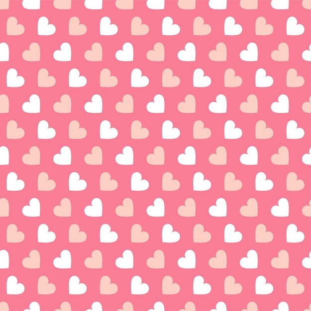 Simple seamless geometric pattern with hearts in pink colors Cute background Valentines day design