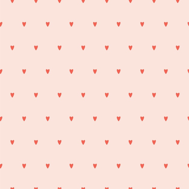 A simple seamless minimalistic pattern with red hearts on a neutral beige background perfect for textiles and for valentines day wrapping paper design vector illustration