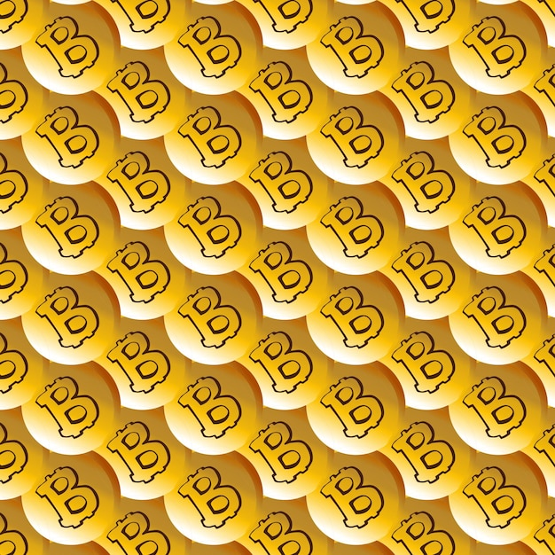 Simple seamless pattern, gold symbols of bitcoin