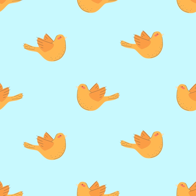 Simple seamless pattern with doodle birds