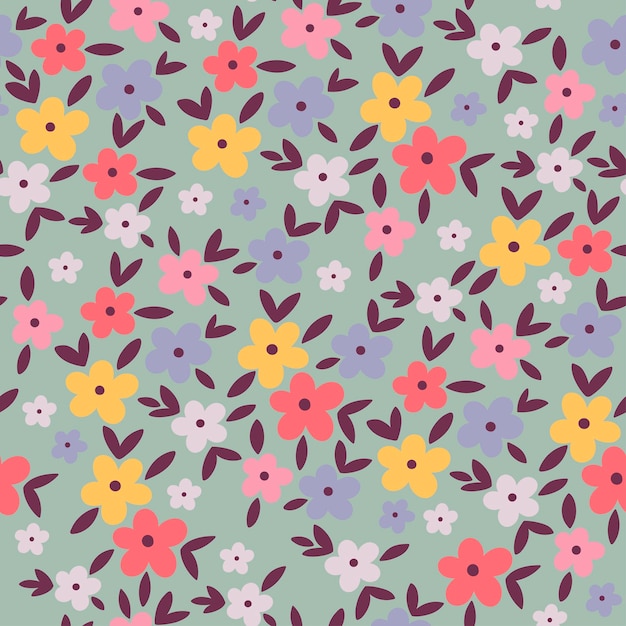 Simple seamless pattern with flowers
