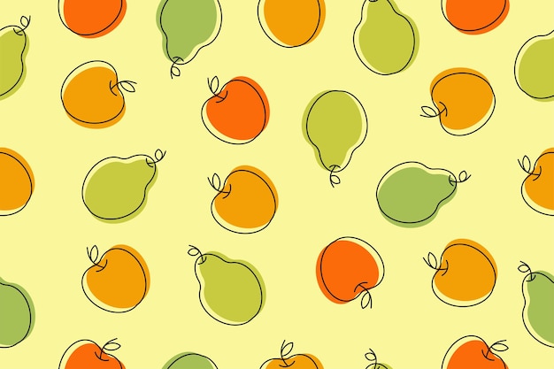 Simple seamless pattern with fruits Vector illustration with apple and pear Vector illustration