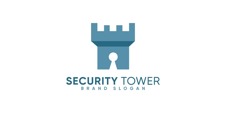 Вектор простой логотип security tower с современным стилем премиум вектор