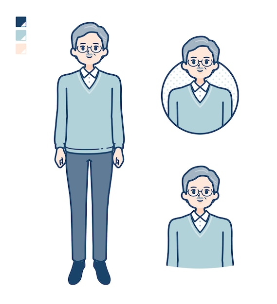 Vector simple senior mansmile