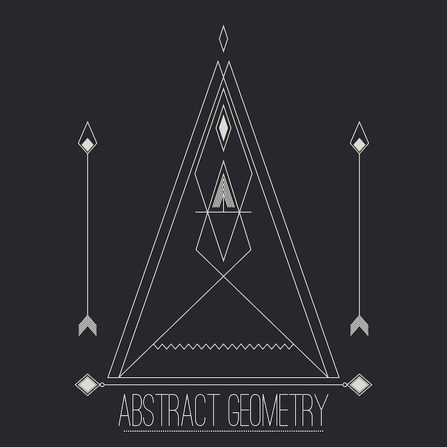 Simple separate abstract geometric figure with lines arrow cir