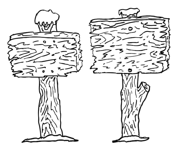 Простой набор 2 векторный ручной рисунок деревянного направления