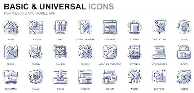 Simple Set Basic Line Icons for Website and Mobile Apps