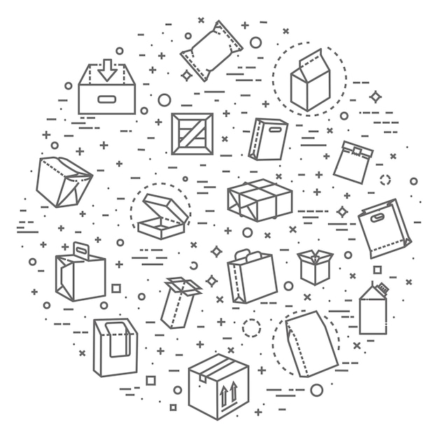 Simple set of box related vector line icons