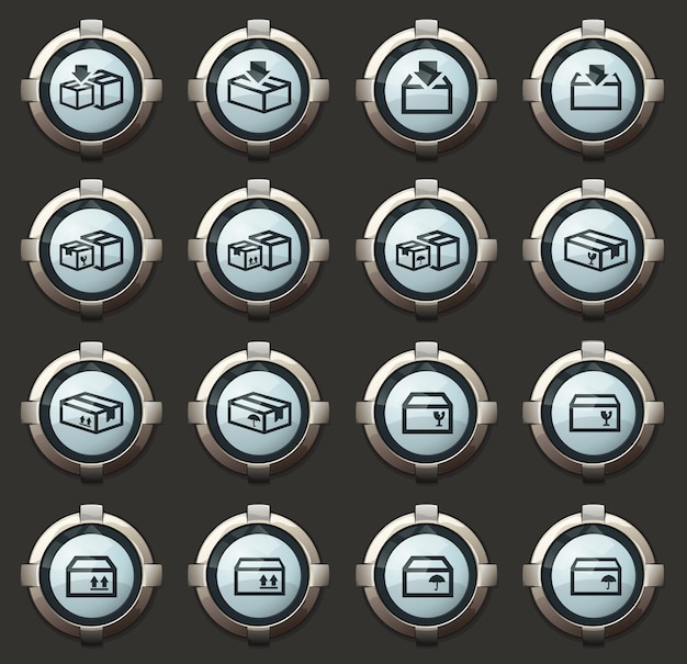 Semplice set di scatole nel vettore eleganti pulsanti rotondi per applicazioni mobili e web