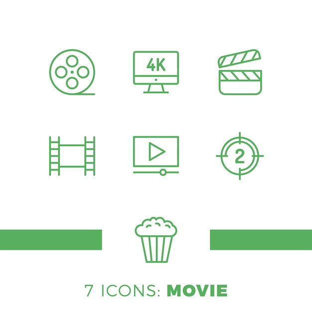 Vector simple set of cinema related vector line icons