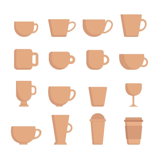 Simple Set of Coffee and Tea related Vector Icons. Set of Coffee cups icon.