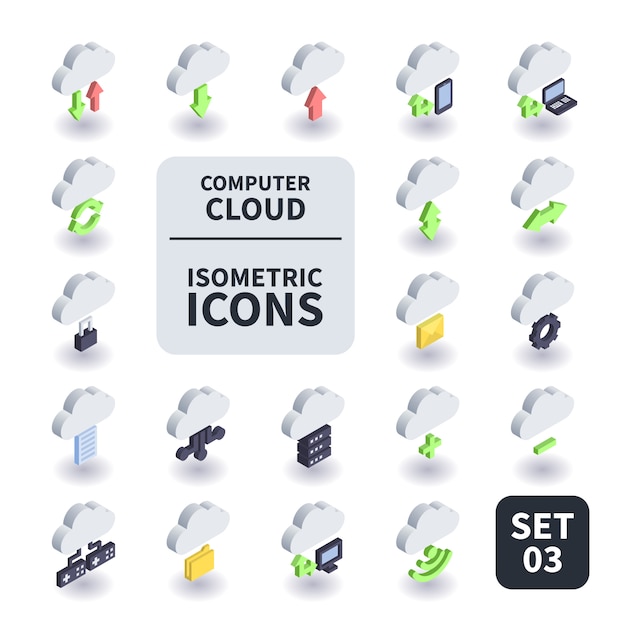 Simple set of computer cloud icon.