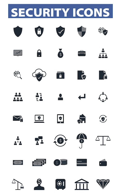 Simple set of data security related vector icons