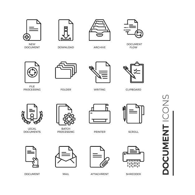 Vector simple set of document icon, related vector line icons