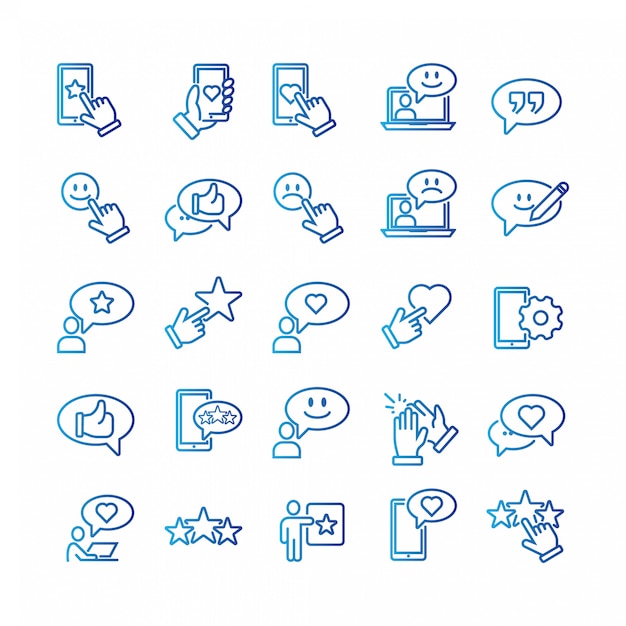 Simple set of feedback related vector line icons.