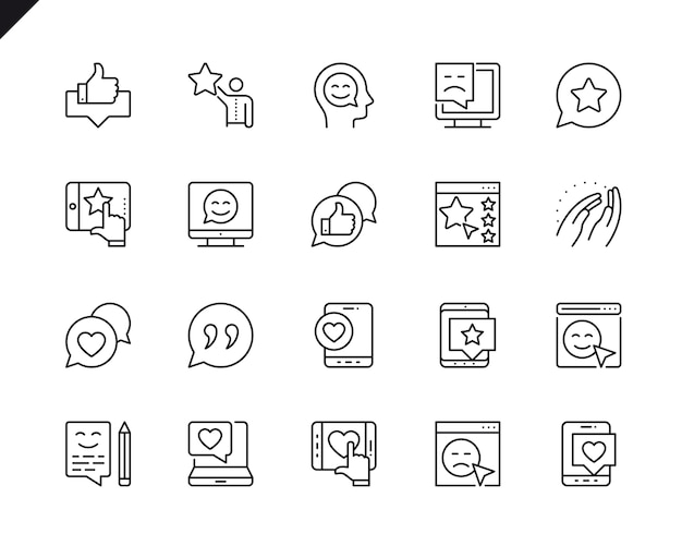 Simple set of feedback related vector line icons.