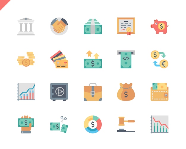 Vector simple set finance flat icons for website and mobile apps.