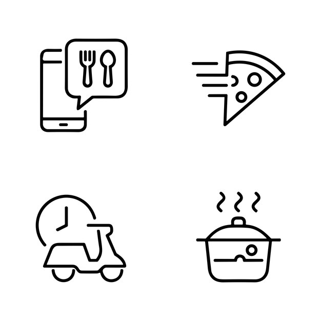 Vector simple set of food delivery related vector line icons