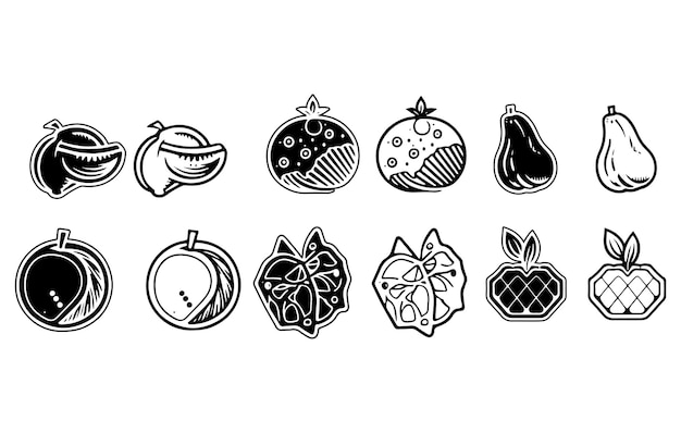 Simple Set of Fruits Related Vector Line IconsFruit icon collection vector illustration