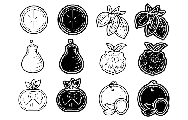 Simple Set of Fruits Related Vector Line IconsFruit icon collection vector illustration