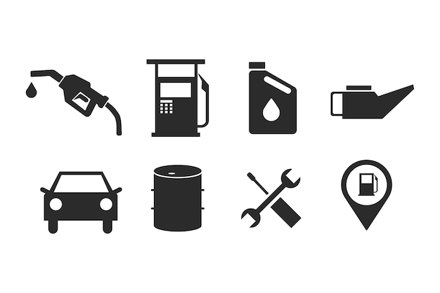 Vector a simple set of gas station related editable vector illustrations