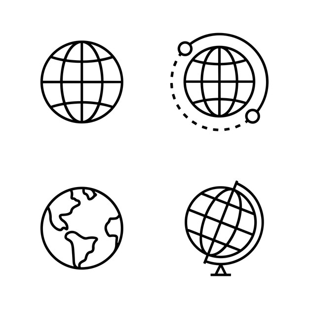 Vector simple set of globe related outline icons