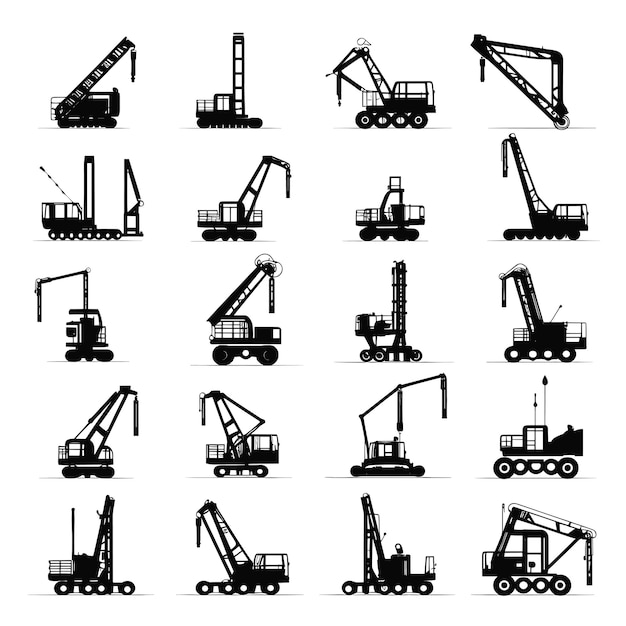 simple set of loader machine vector silhouette element for construction