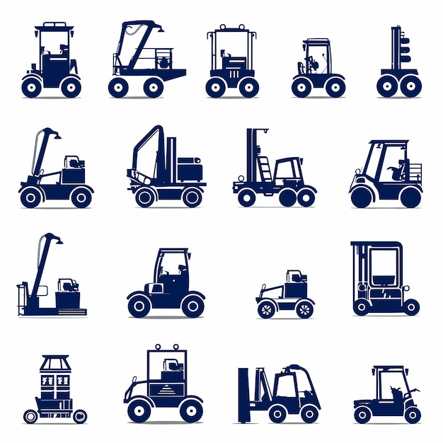 Simple set of loader machine vector silhouette element for construction