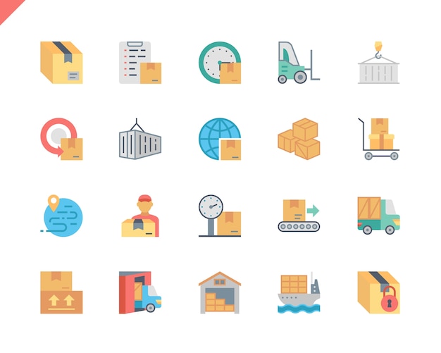 Simple set package delivery flat icons