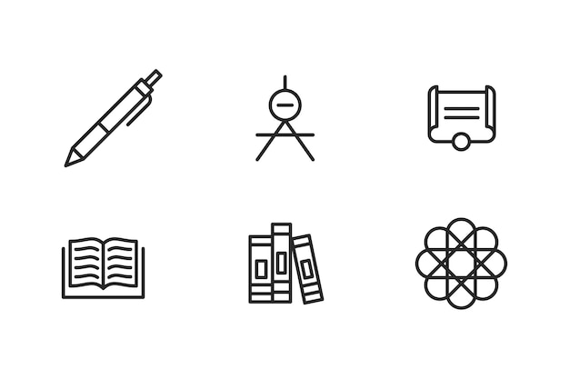 Simple set of school modern thin line icons