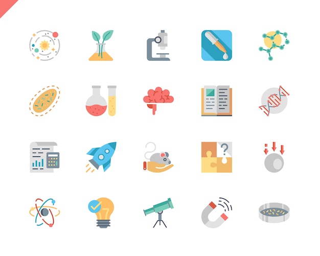 Simple Set Science Flat Icons voor website en mobiele apps.